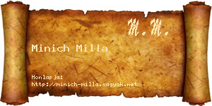 Minich Milla névjegykártya